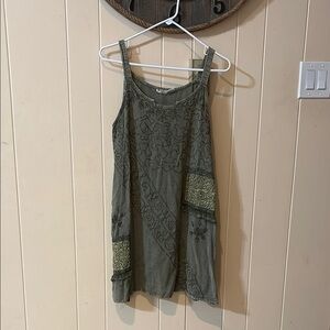 Green Asymmetrical Sleeveless Mini Dress